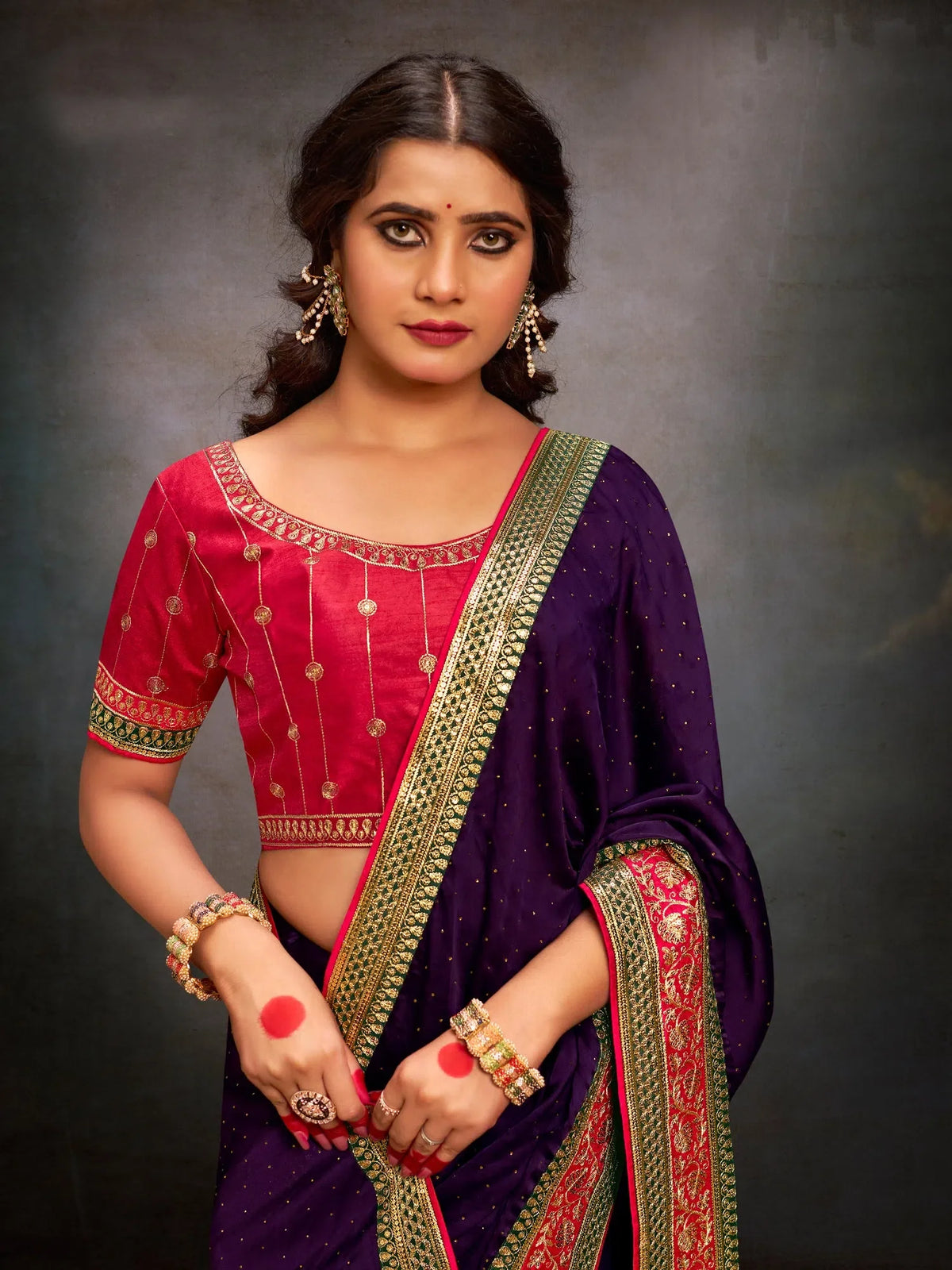 Women's Satin Pink Embroidered Designer Saree With Blouse Piece-SANCHI3002