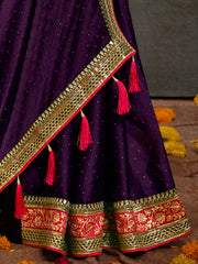Women's Satin Pink Embroidered Designer Saree With Blouse Piece-SANCHI3002