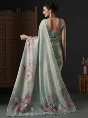 Women's Manipuri Cream Digital Print Designer Saree With Blouse Piece-KLMK19D