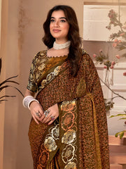 Women's Manipuri Cream Printed Designer Saree With Blouse Piece-MORPNKH101