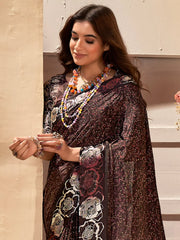 Women's  Blend Burgundy Printed Designer Saree With Blouse Piece-SANTONI108