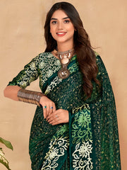 Women's Manipuri Cream Printed Designer Saree With Blouse Piece-MORPNKH108