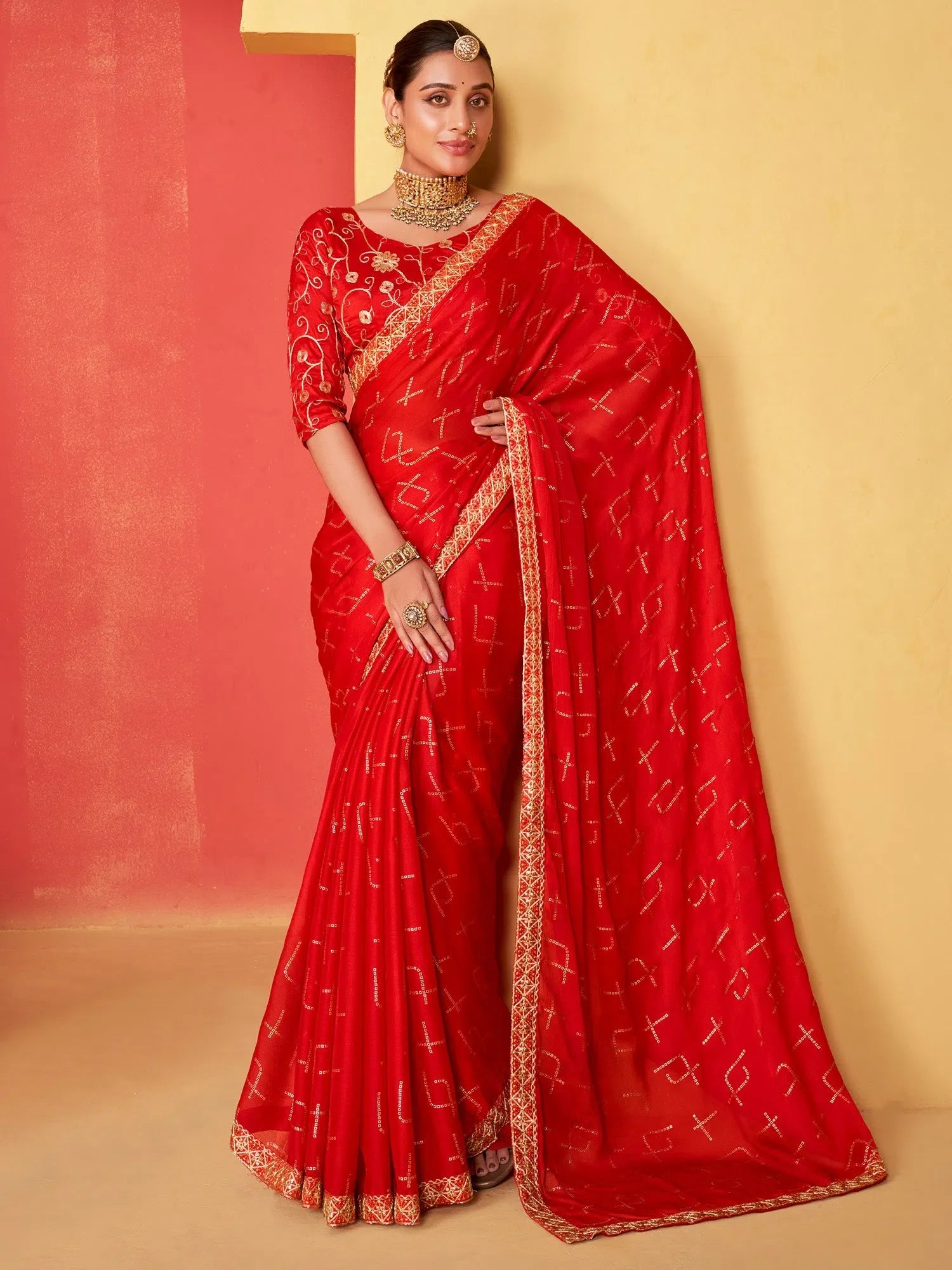 Red Embellished Saree - Designer Indian Sarees