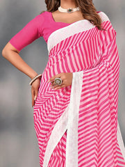 Women's Georgette Pink Embellished Designer Saree With Blouse Piece-SARVI04