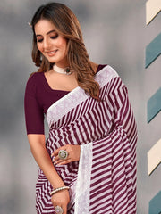 Women's Georgette Purple Embellished Designer Saree With Blouse Piece-SARVI05