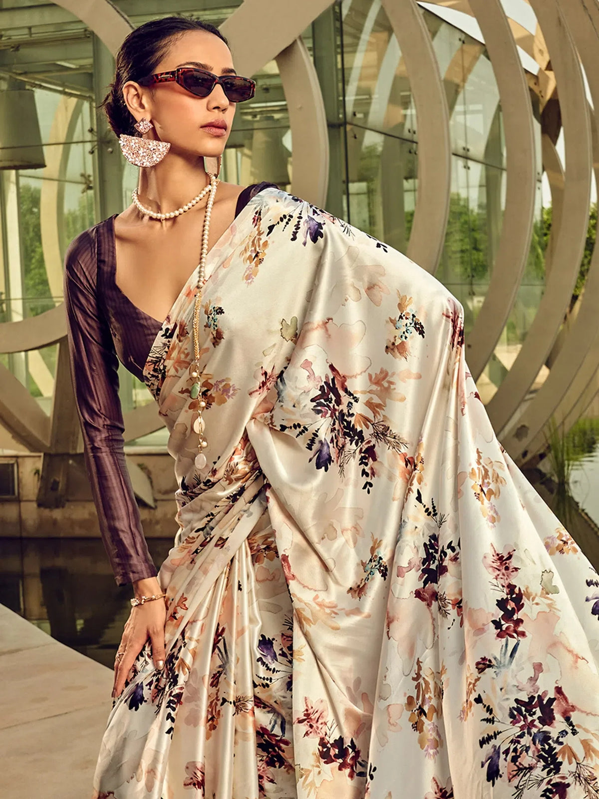 Women's Manipuri Grey Printed Designer Saree With Blouse Piece-KNTHAC904