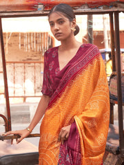 Women's Viscose Maroon Woven Design Designer Saree With Blouse Piece-SAWARI107