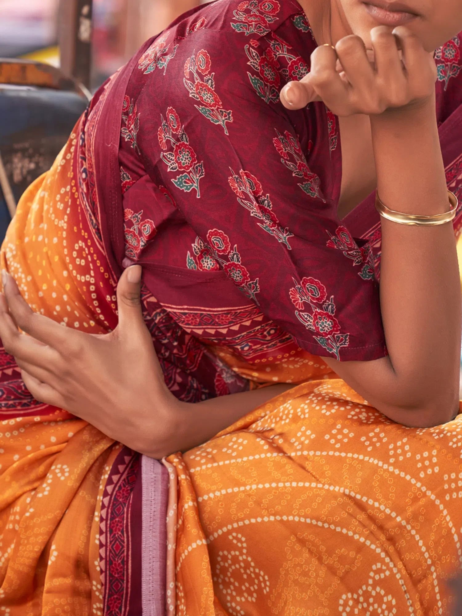 Orange Viscose Saree - Designer Sarees India