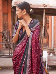 Women's Viscose Black Woven Design Designer Saree With Blouse Piece-SAWARI108