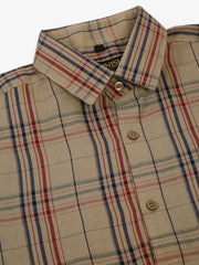 Men's Brown Half Sleeve Checked Formal Shirt-SF-837
