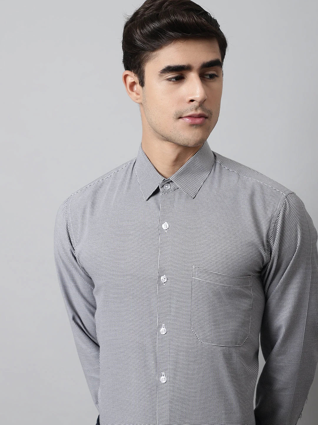 Grey Checks Pure Cotton Formal Shirts - Premium Mens Shirt