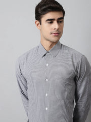 Men Grey Checks Pure Cotton Formal Shirt-SF-849