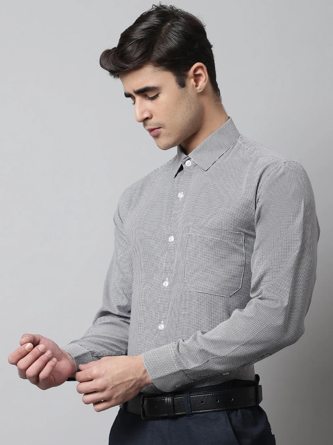 Grey Checks Pure Cotton Formal Shirts - Premium Mens Shirt