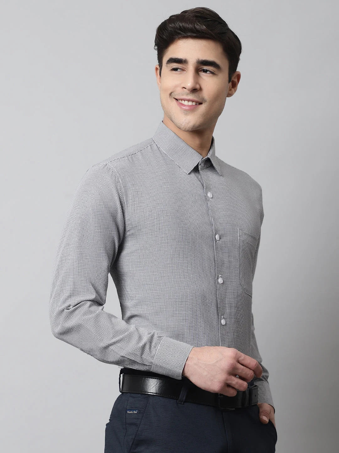 Grey Checks Pure Cotton Formal Shirts - Premium Mens Shirt