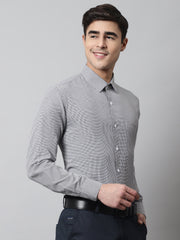 Men Grey Checks Pure Cotton Formal Shirt-SF-849