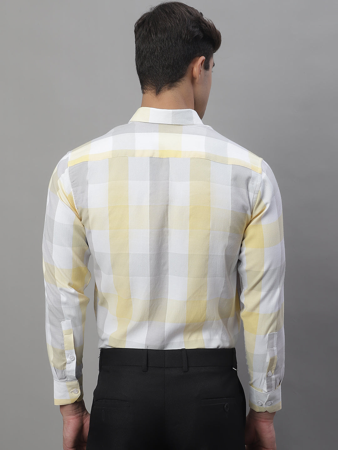 DesiQlo Men Checked Formal Shirt - Yellow