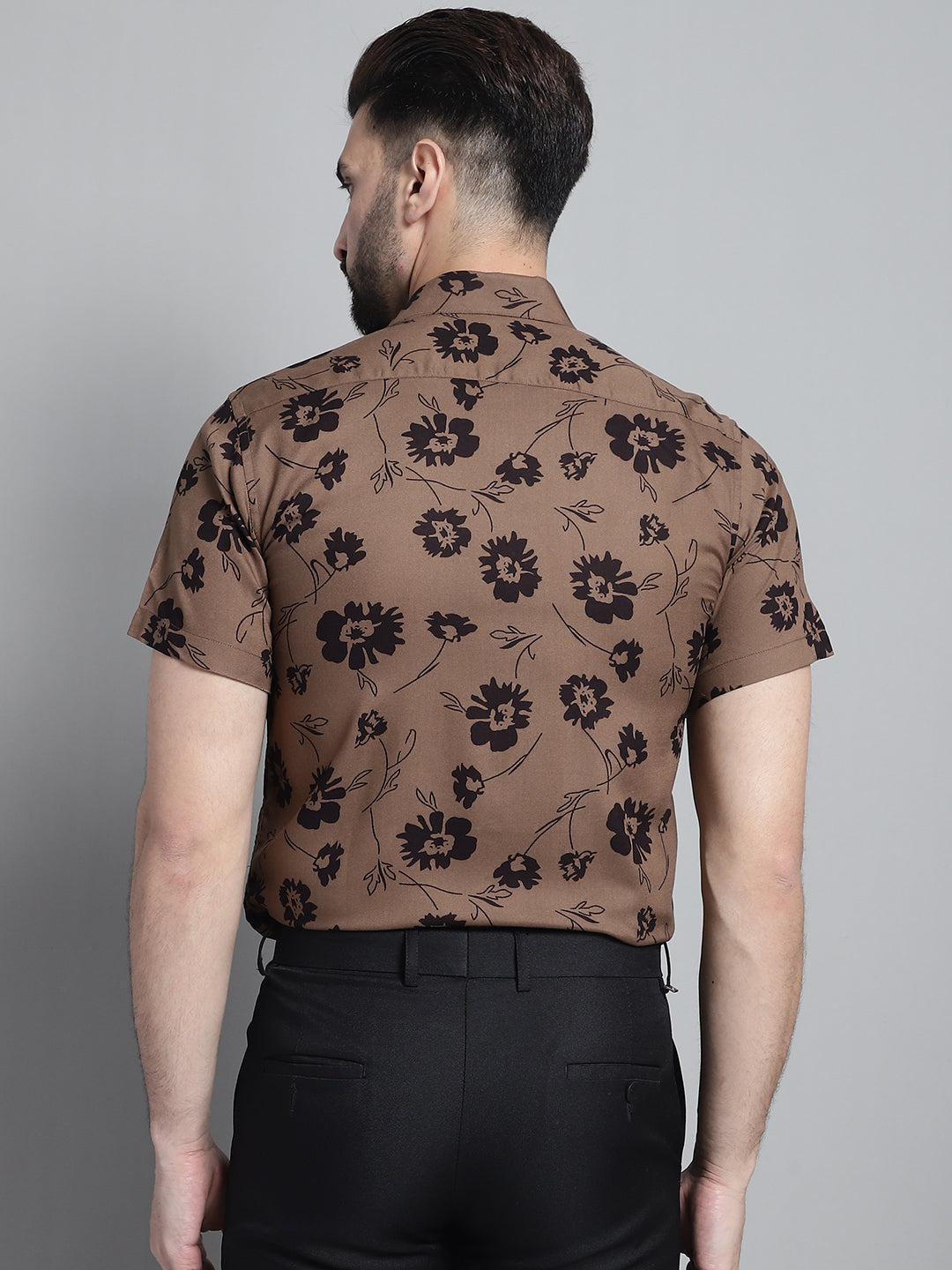 DesiQlo Men Printed Formal Shirt - Brown