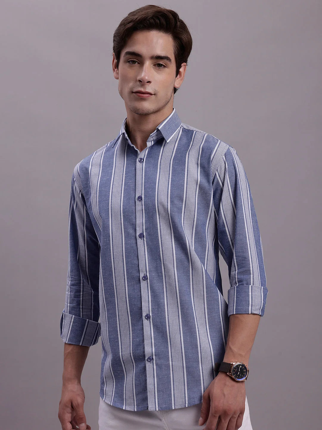 Men's Striped Casual Shirt SF 890 | Cotton Comfort Style