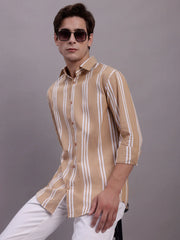 Men's Striped Casual Shirt-SF-890Brown