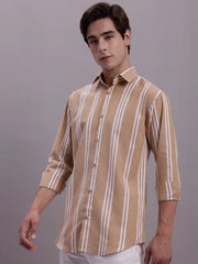 Men's Striped Casual Shirt-SF-890Brown