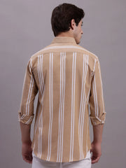 Men's Striped Casual Shirt-SF-890Brown