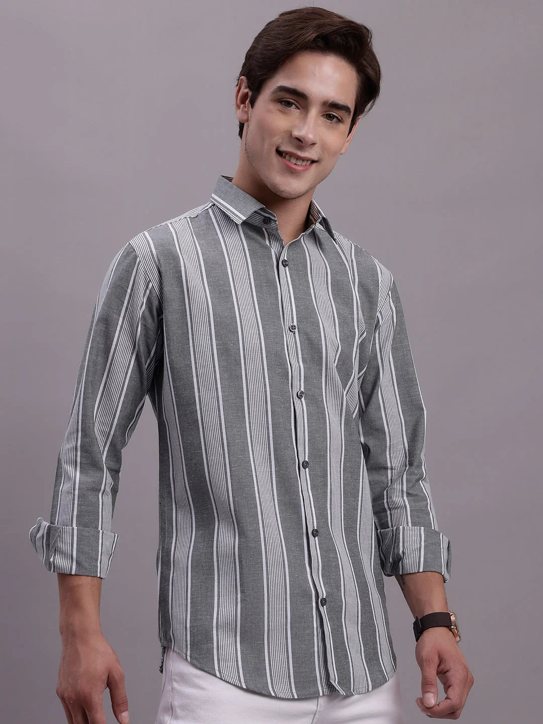 Men's Striped Cotton Shirt - Casual Style and Comfort