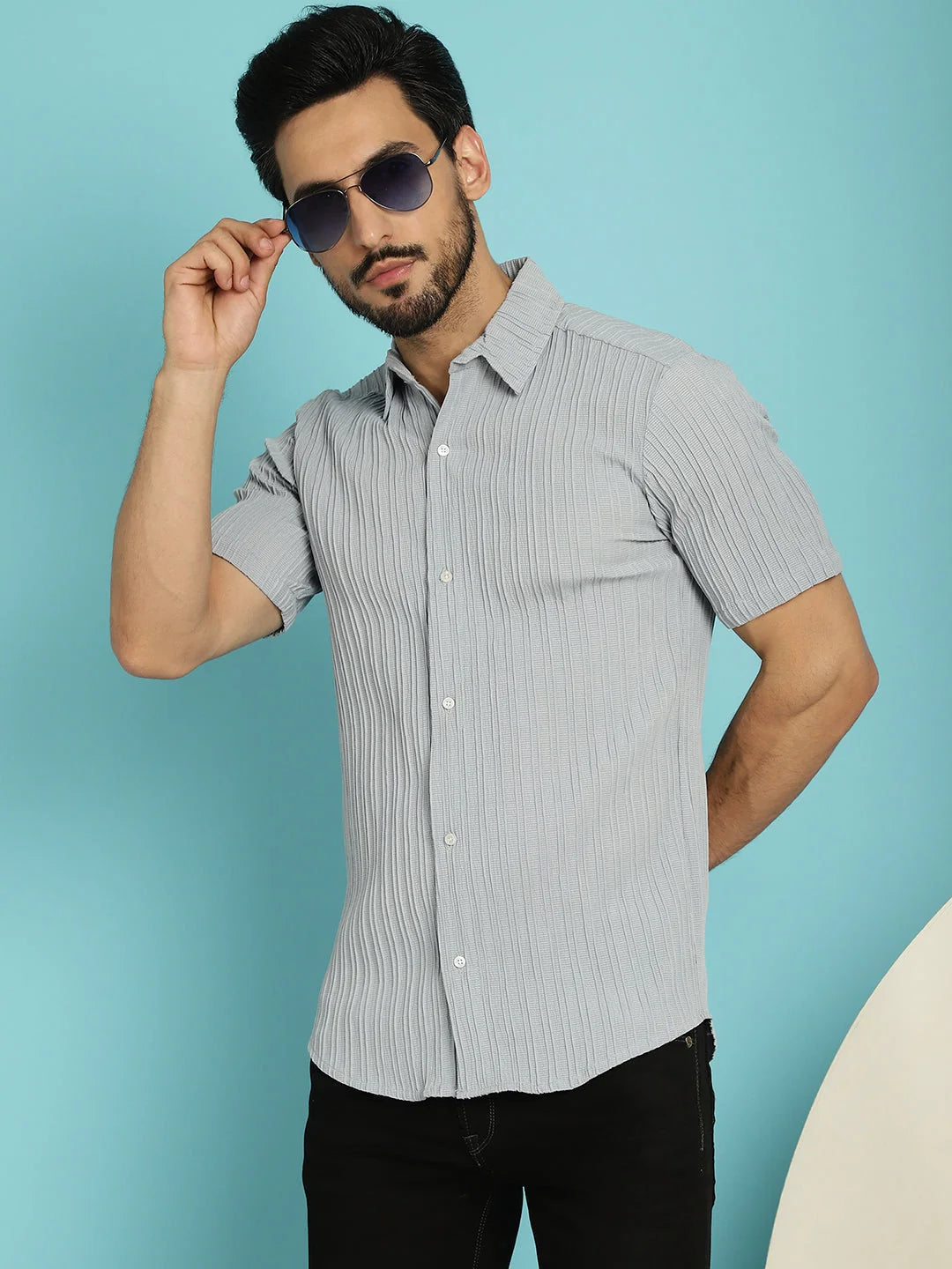 Striped Casual Mens Shirt-Styled Inn-Cotton Shirt for Men