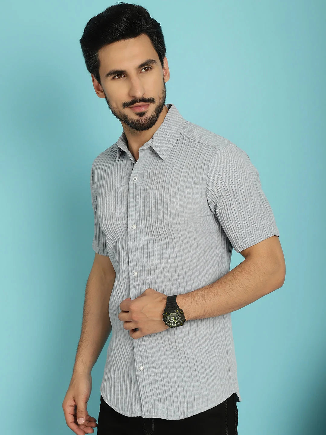 Striped Casual Mens Shirt-Styled Inn-Cotton Shirt for Men