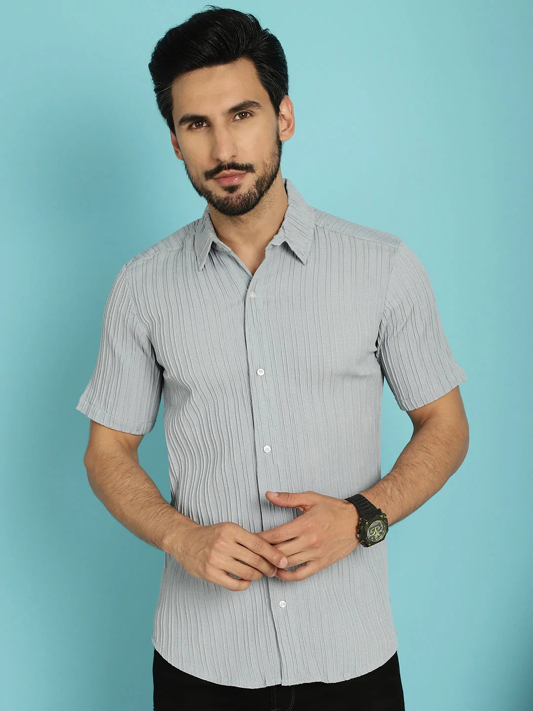 Striped Casual Mens Shirt-Styled Inn-Cotton Shirt for Men
