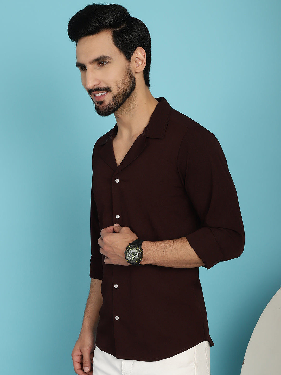 DesiQlo Men Solid Formal Shirt - Brown