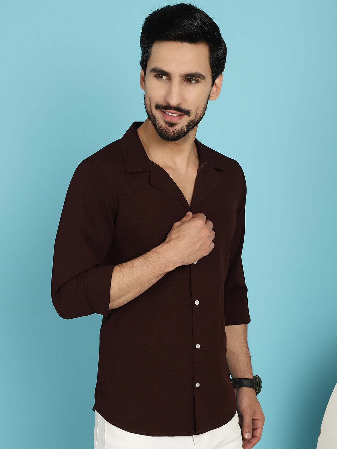 DesiQlo Men Solid Formal Shirt - Brown