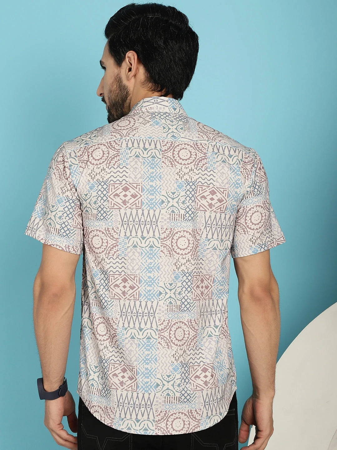 Beige Printed Casual Shirt | Stylish Cotton Mens Shirt