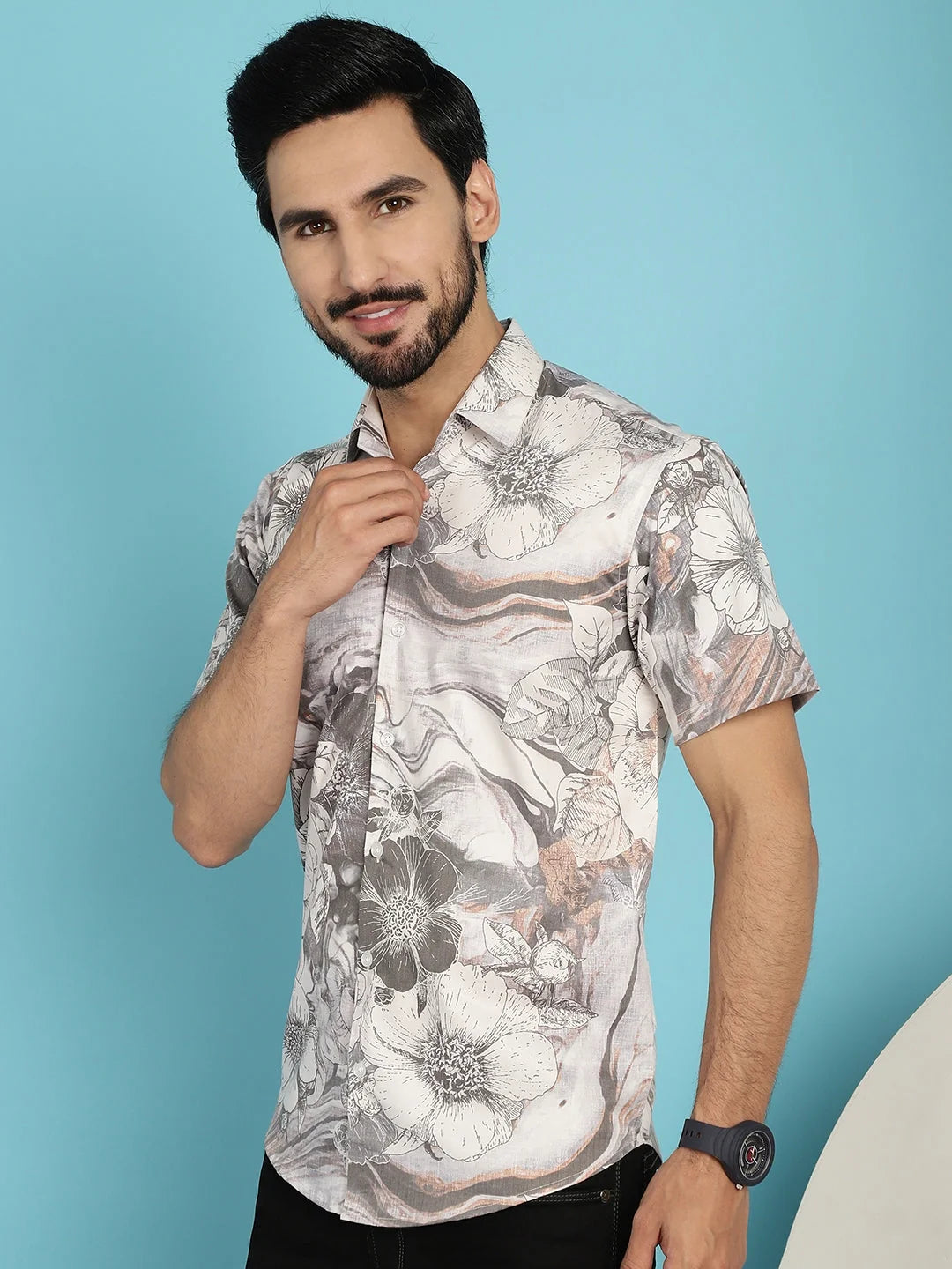 Floral Printed Casual Shirt - Cotton Beach Shirts for Men