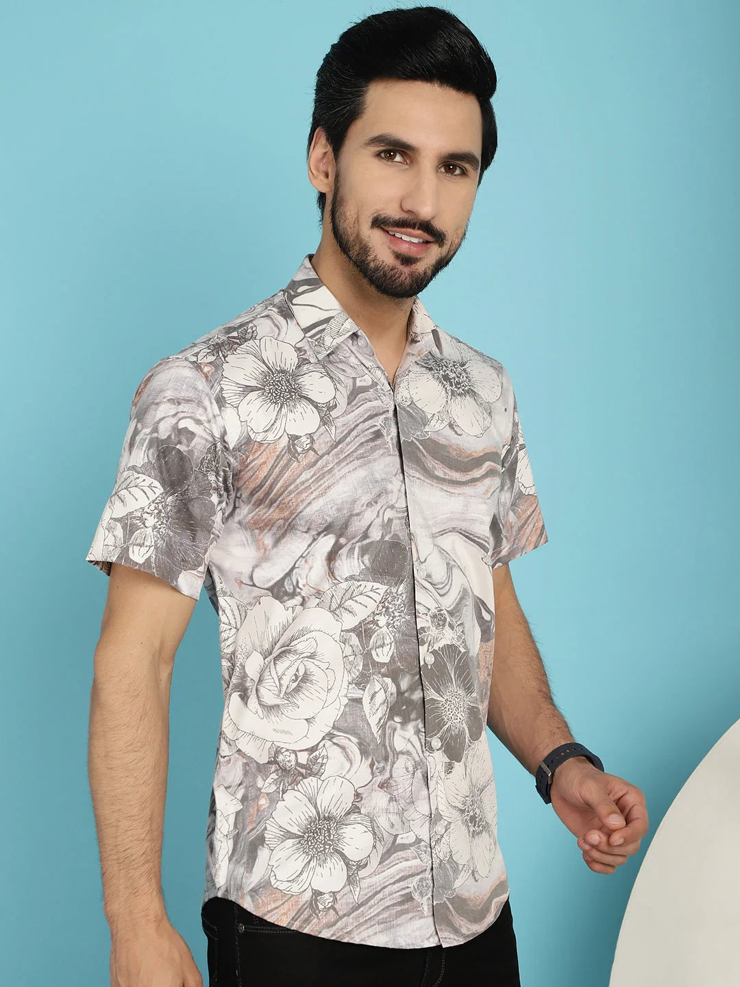 Floral Printed Casual Shirt - Cotton Beach Shirts for Men