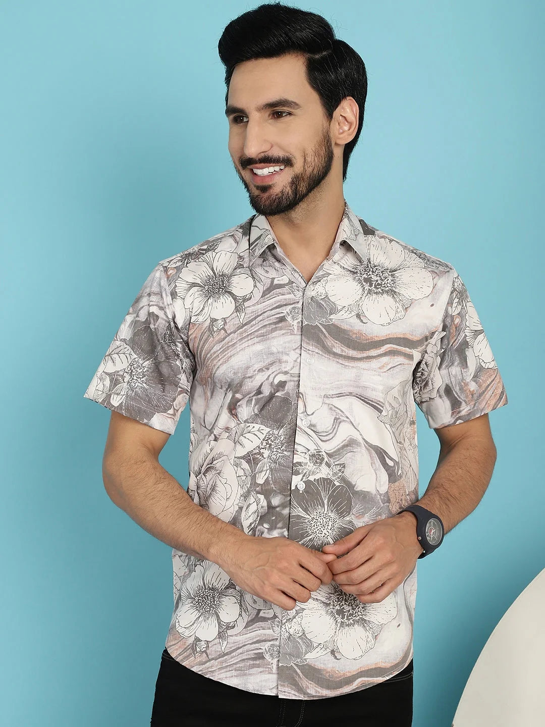 Floral Printed Casual Shirt - Cotton Beach Shirts for Men