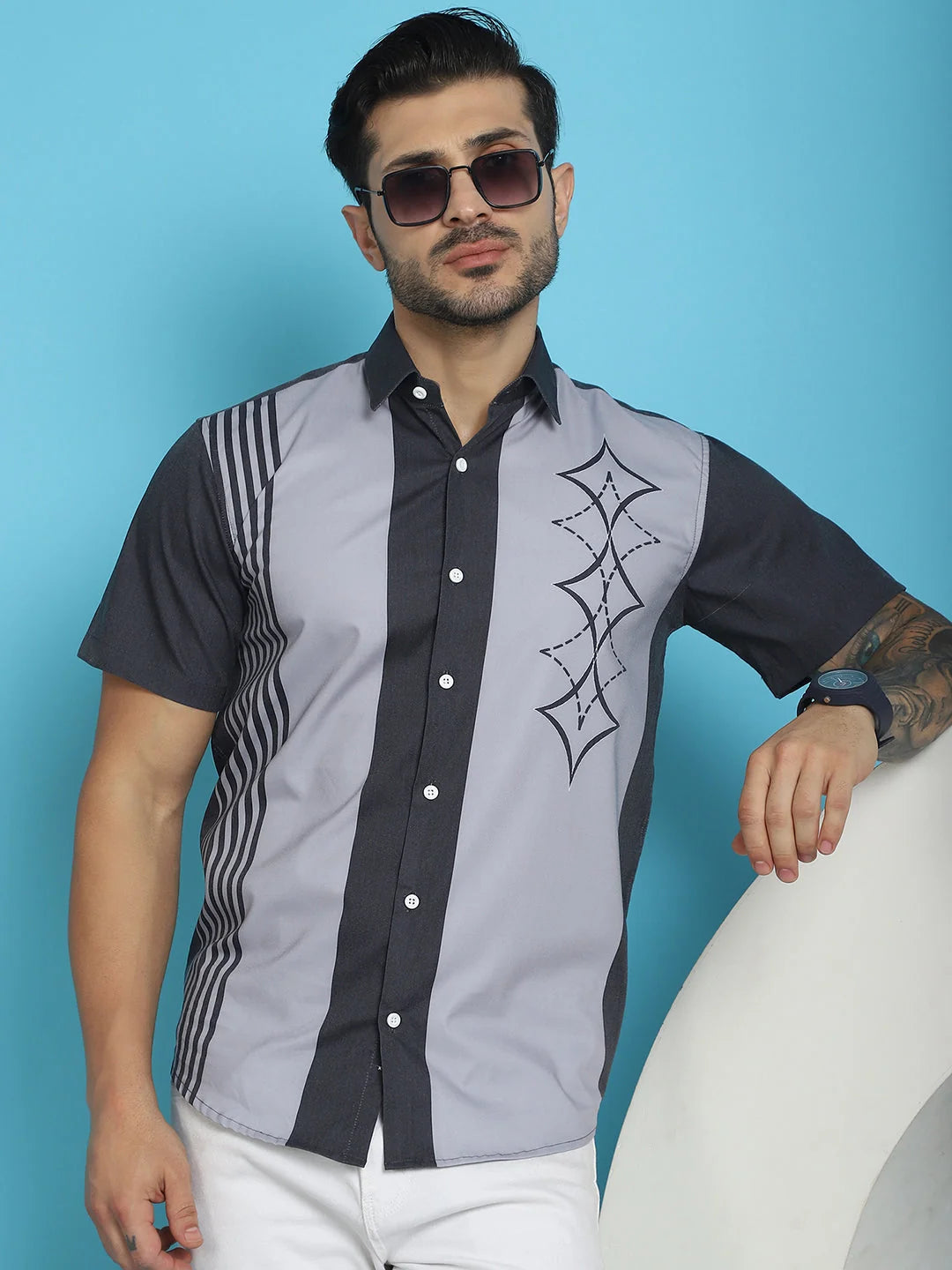 Printed Shirt for Men - Half Sleeve Cotton Mens Shirt