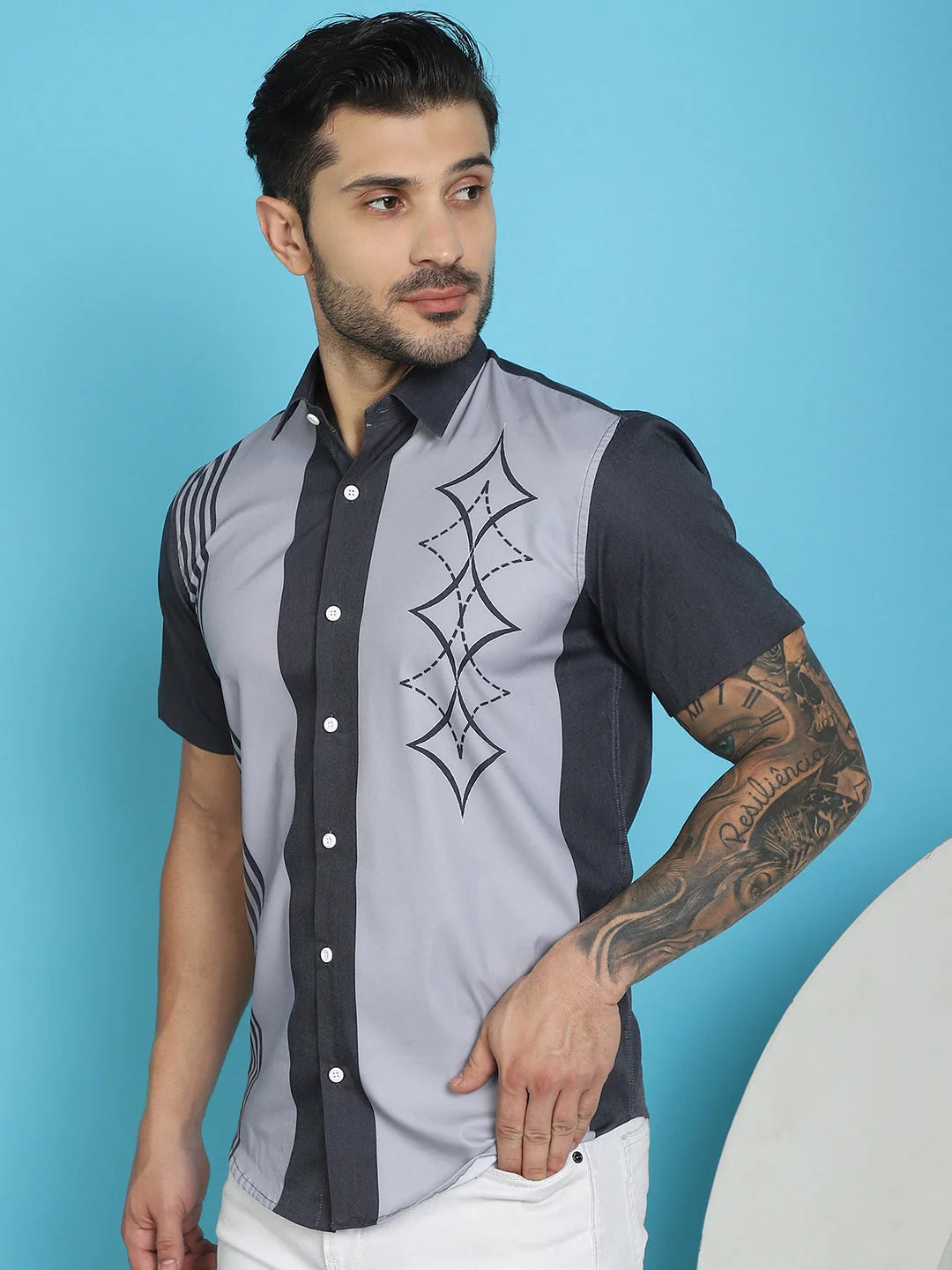 Printed Shirt for Men - Half Sleeve Cotton Mens Shirt