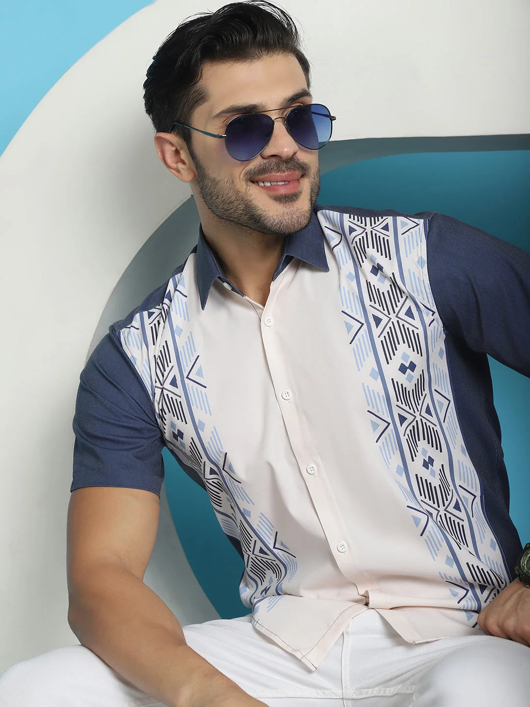 Printed Half Sleeve Lycra Shirt for Men | Stylish Shirt