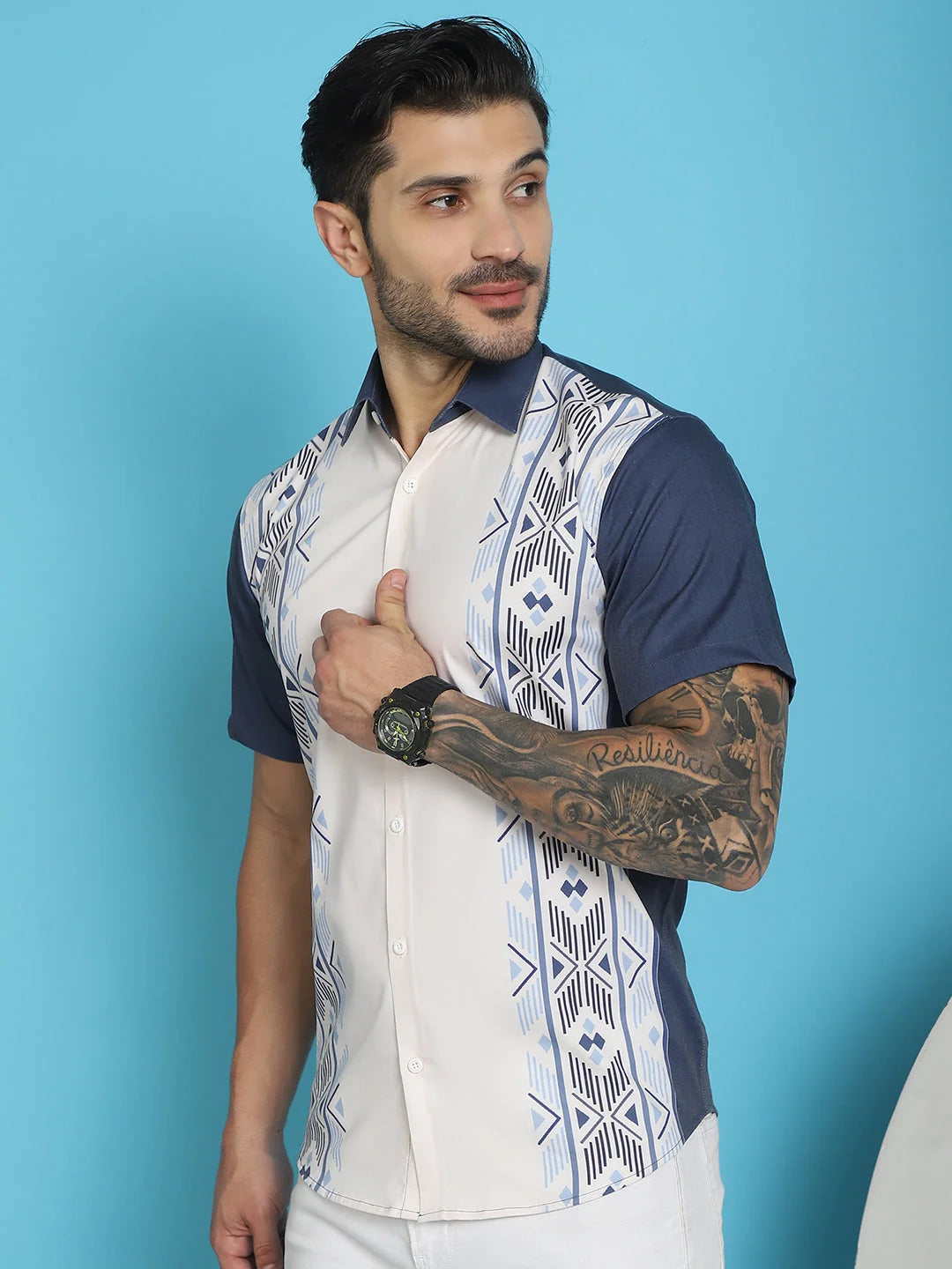 Printed Half Sleeve Lycra Shirt for Men | Stylish Shirt