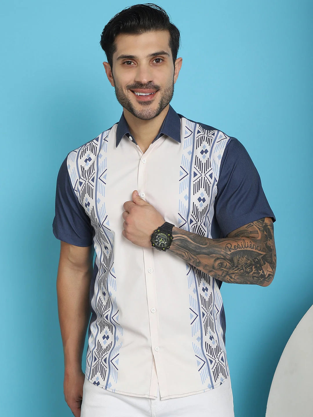 Printed Half Sleeve Lycra Shirt for Men | Stylish Shirt