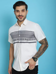 Printed Half Sleeve Lycra Styled Shirt for Men-SF918
