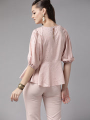 Pink Rayon Gold Foil Print Tunic-AHTURYFP-8042