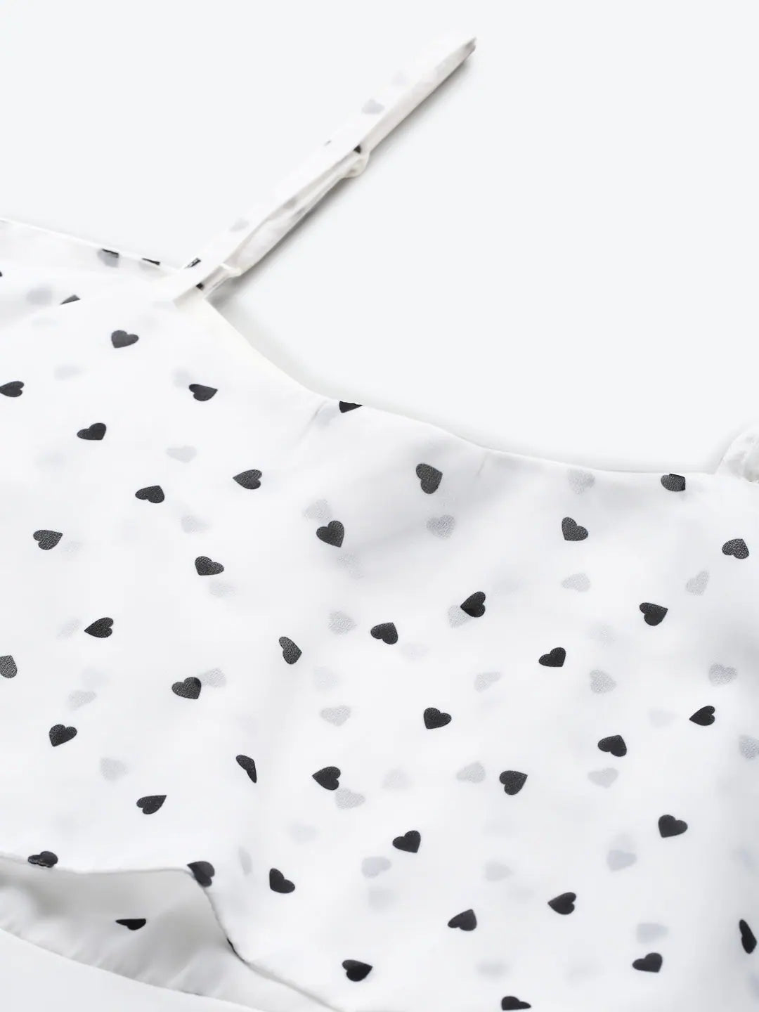 White Strappy Black Hearts Fit & Flare Midi Dress