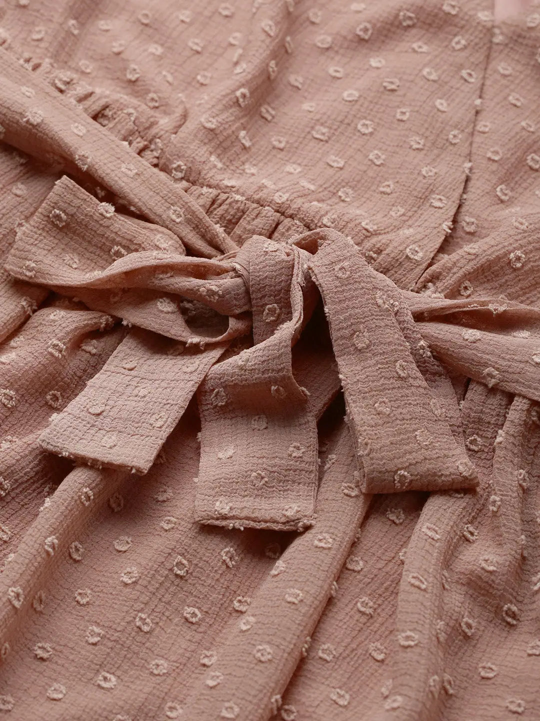 Dusty Pink Wrap Dress - Full Sleeves, Flared Hem, Comfort Fit