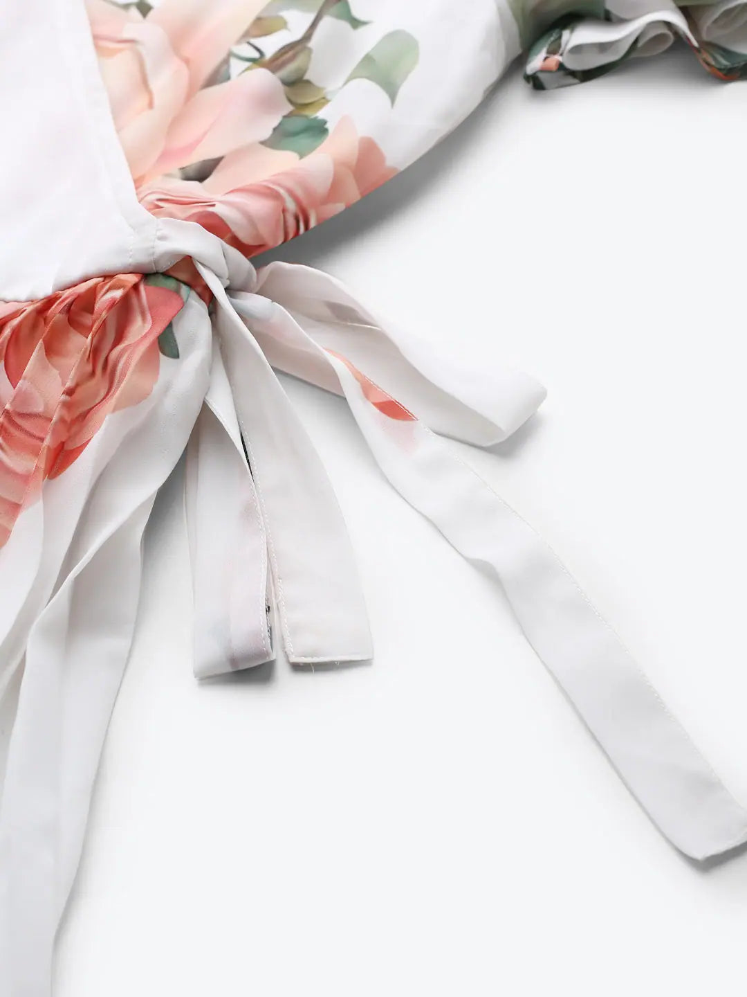 White Floral Pleated Midi Wedding Lehenga Style Dress