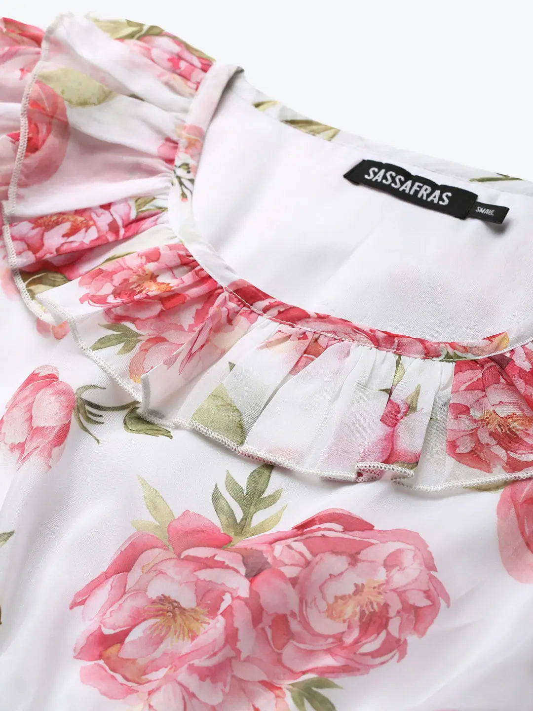 White Floral Puff Sleeve Dress - Festive Lehenga Look!