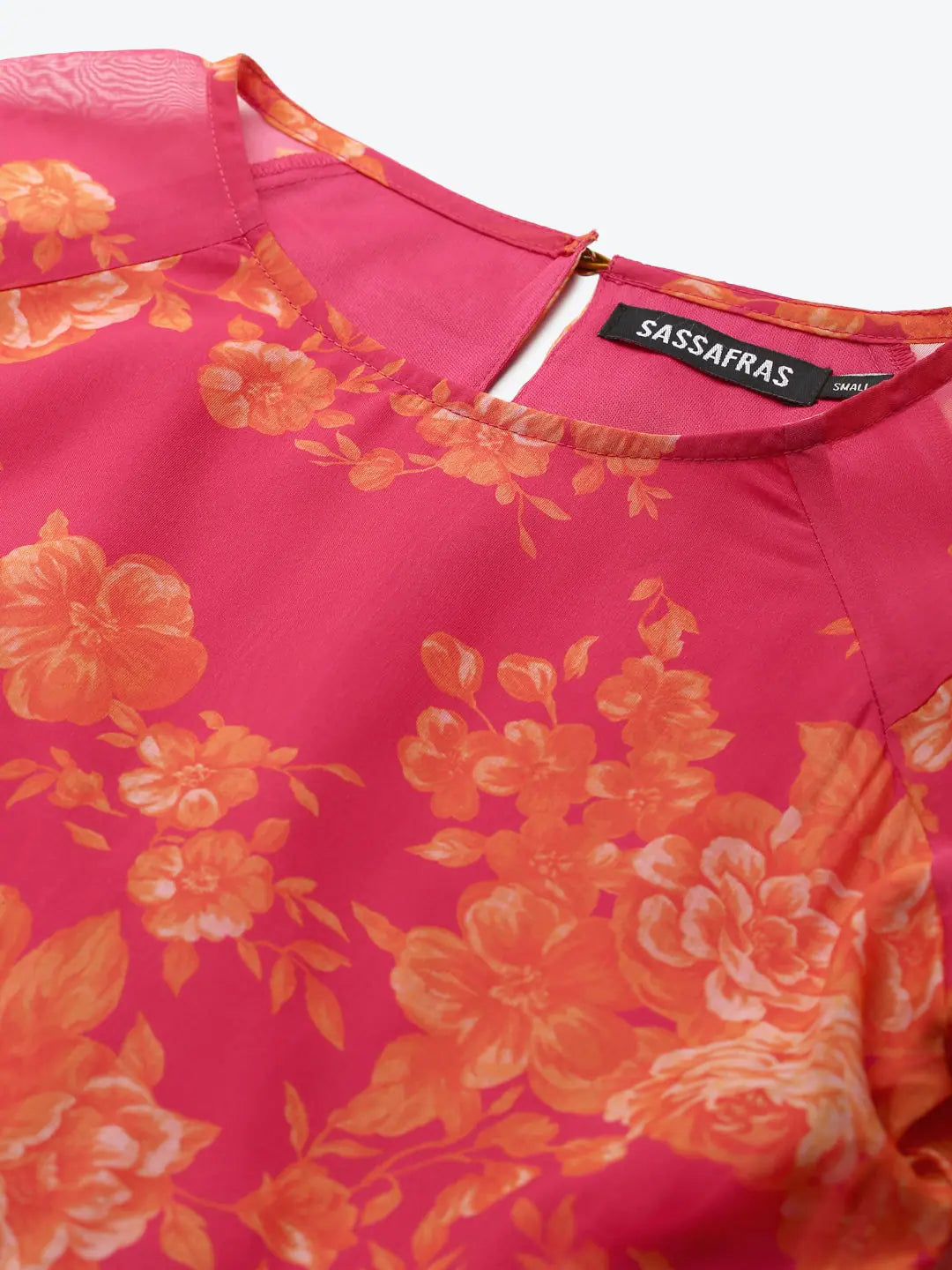 Fuchsia Floral Tiered Dress - Stylish Party Wear Lehenga Style