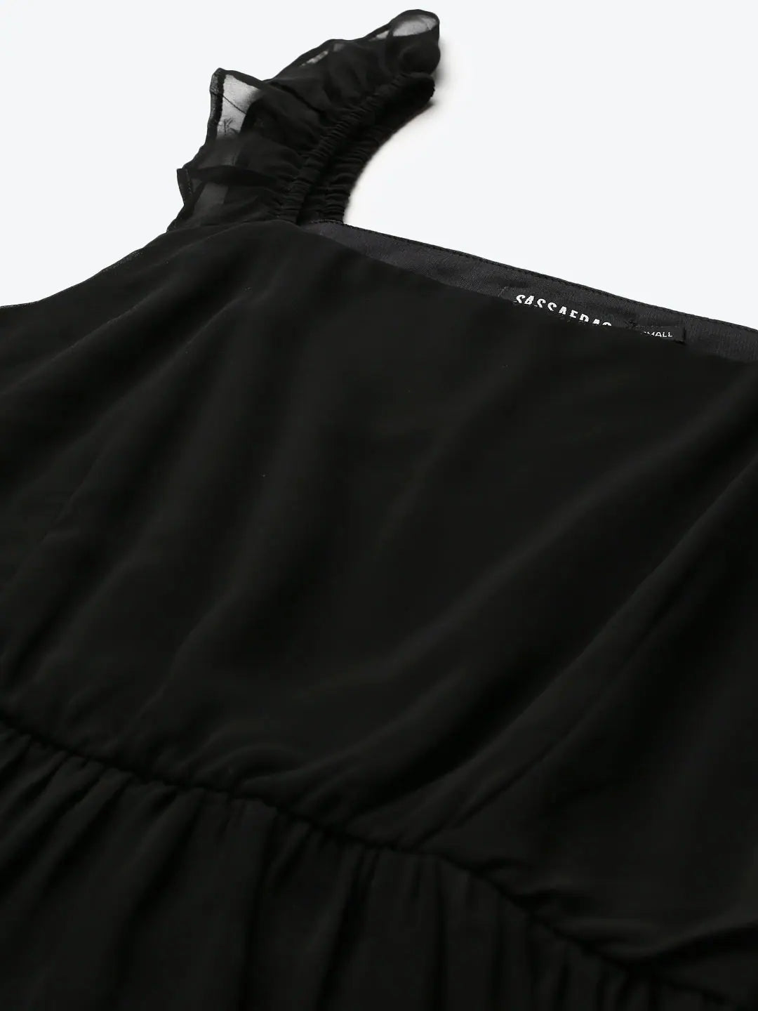 Black Frilly Maxi Dress - Elegant Women's Evening Lehenga Look