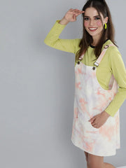 Peach & Purple Tie-Dye Pinafore Dress