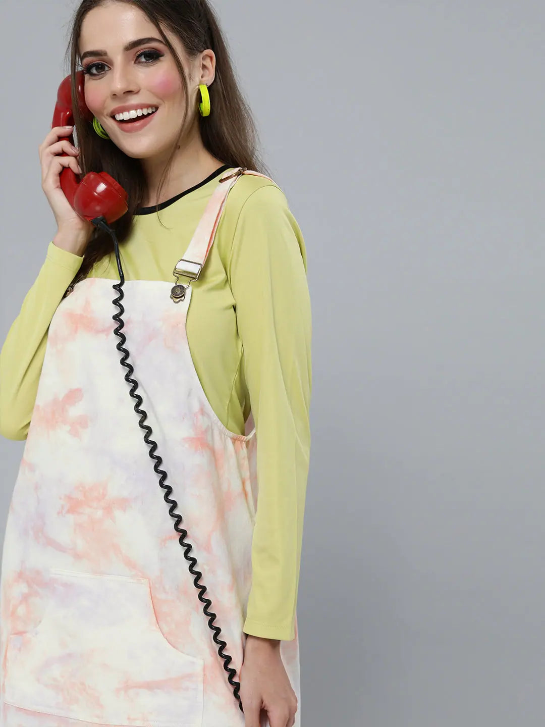 Peach Tie-Dye Pinafore Dress | Lehenga for Women Look